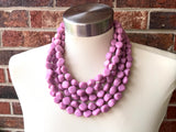 Pink Lucite Acrylic Beaded Chunky Multi Strand Statement Necklace - Julianna