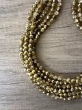 Gold Crystal Faceted Beaded Multi Strand Statement Necklace - Rebecca