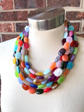 Multi Color Statement Lucite Bead Colorful Acrylic Necklace - Lauren