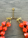 Orange Coral Acrylic Statement Chunky Beaded Necklace - Ashley