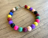 Multi Color Matte Acrylic Choker Beaded Statement Necklace - Betty