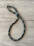 Mens Black Stone Gray Hematite Jasper Beaded Necklace - Phoenix