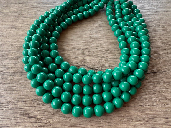 Green Big Acrylic Beaded Chunky Multi Strand Necklace - Alana