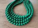 Green Big Acrylic Beaded Chunky Multi Strand Necklace - Alana