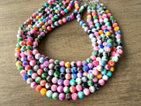 Colorful Acrylic Beaded Multi Strand Chunky Statement Necklace - Alana