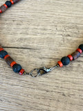 Wood Lava Rock Brown Black Mens Beaded Surfer Necklace - Rocky
