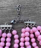 Light Pink Acrylic Lucite Bead Chunky Statement Necklace - Alana