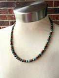 Green Turquoise Copper Stone Mens Beaded Necklace - Rowan