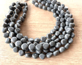 Gray Lucite Acrylic Beaded Chunky Multi Strand Statement Necklace - Julianna