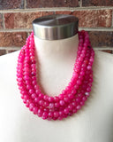 Pink & White Acrylic Beaded Multi Strand Statement Necklace | Alana | DLD Jewelry