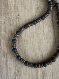 Mens Black Brown Wood Lava Rock Beaded Necklace - Dutton