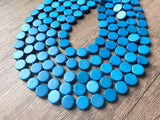 Turquoise Blue Wood Beaded Multi Strand Chunky Statement Necklace - Charlotte