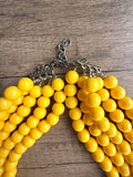 Yellow Big Beaded Acrylic Chunky Multi Strand Necklace - Alana