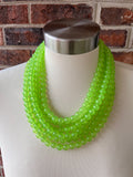 Light Green Acrylic Lucite Bead Chunky Multi Strand Statement Necklace - Alana