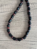 Mens Black Brown Wood Jasper Beaded Surfer Long Necklace - Mason