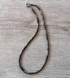 Tigers Eye Hematite Gray Brown Beaded Mens Necklace - Wyatt
