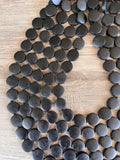 Black Wood Beaded Multi Strand Chunky Statement Necklace - Charlotte