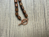 Brown Wood Copper Hematite Beaded Mens Necklace - Soren