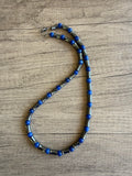 Mens Blue & Gray Hematite Jade Gemstone Beaded Necklace | Jayce | DLD Jewelry