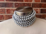 Silver Choker Matte Beaded Acrylic Chunky Multi Strand Statement Necklace - Alana
