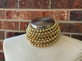 Shiny Gold Choker Big Beaded Acrylic Chunky Statement Necklace - Alana