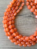 Orange Statement Lucite Beaded Chunky Multi Strand Necklace - Minnie