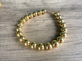 Shiny Gold Choker Acrylic Beaded Statement Necklace - Betty