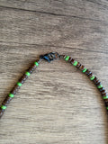 Brown Wood Green Stone Mens Beaded Necklace - Dennis