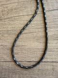 Mens Gray Hematite Stone Beaded Thin Necklace - Van
