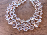 Clear Lucite Multi Strand Beaded Acrylic Geometric Statement Necklace - Krista