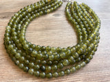 Olive Green Acrylic Lucite Bead Chunky Multi Strand Statement Necklace - Alana