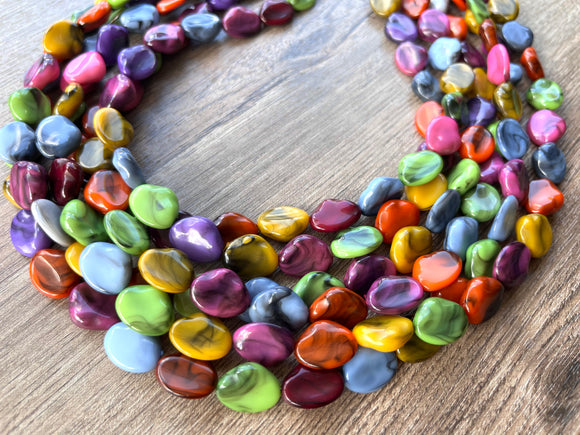 Multi Color Lucite Acrylic Chunky Multi Strand Statement Necklace - Lauren