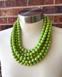 Yellow Green Acrylic Big Beaded Multi Strand Necklace - Alana
