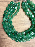Green Acrylic Beaded Multi Strand Chunky Statement Necklace - Lauren