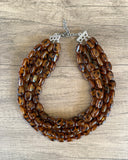 Tortoise Shell Acrylic Beaded Multi Strand Necklace - Lauren