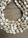 Cream Brown Acrylic Beaded Multi Strand Statement Necklace - Missy
