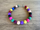 Multi Color Matte Acrylic Choker Beaded Statement Necklace - Betty