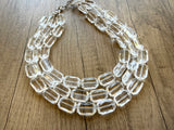 Clear Faceted Acrylic Beaded Multi Strand Statement Necklace | Jenny | DLD Jewelry