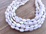 White Lucite Acrylic Beaded Multi Strand Chunky Statement Necklace - Lauren