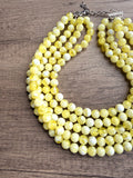 Light Yellow Big Beaded Acrylic Chunky Multi Strand Necklace - Alana