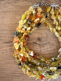 Yellow Black Acrylic Beaded Chunky Multi Strand Necklace - Ellison