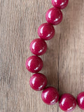 Garnet Red Acrylic Beaded Short Lucite Statement Necklace - Betty