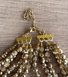 Gold Crystal Faceted Beaded Multi Strand Chunky Statement Necklace - Rebecca