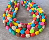 Colorful Lucite Acrylic Bead Chunky Statement Necklace Jewelry Women - Leslie