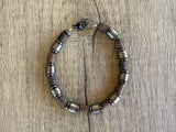 Gunmetal Wood Hematite Beaded Mens Bracelet - Alphonso