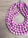 Pink Lucite Acrylic Beaded Chunky Multi Strand Statement Necklace - Julianna