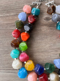 Multi Color Lucite Statement Chunky Beaded Acrylic Necklace - Ashley
