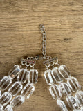 Clear Acrylic Bead Faceted Lucite Chunky Multi Strand Statement Necklace - Jenny