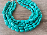 Turquoise Green Lucite Acrylic Chunky Multi Strand Statement Necklace - Lauren