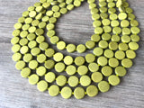 Olive Green Beaded Wood Multi Strand Chunky Statement Necklace - Charlotte